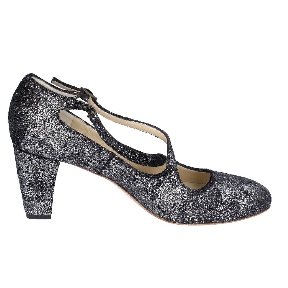 scarpe donna ANNIEL decollete nero tessuto argento EX272 2025