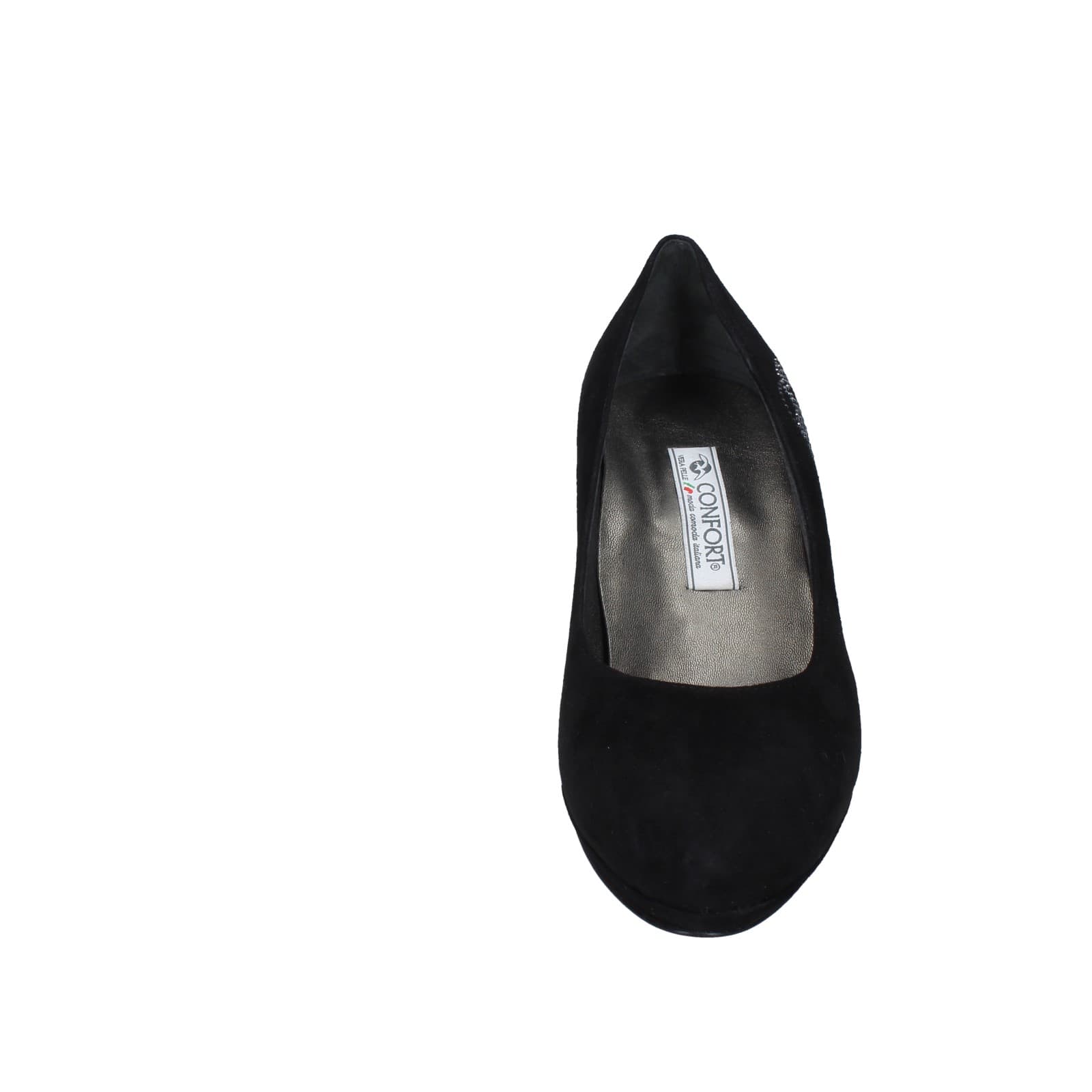 scarpe donna CONFORT decollete nero camoscio strass EZ354 Spedizione Gratuita