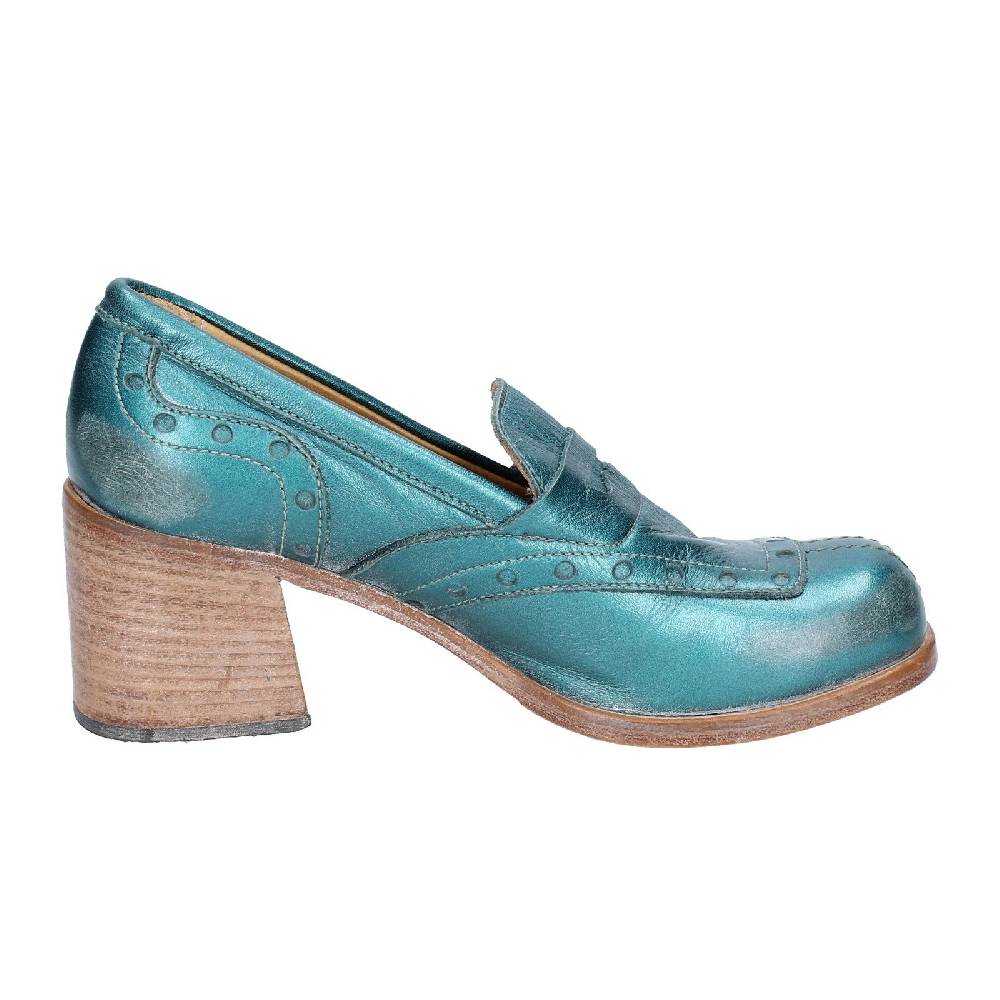 scarpe donna MOMA mocassini verde pelle 47406E VINTAGE EX447 Sconto