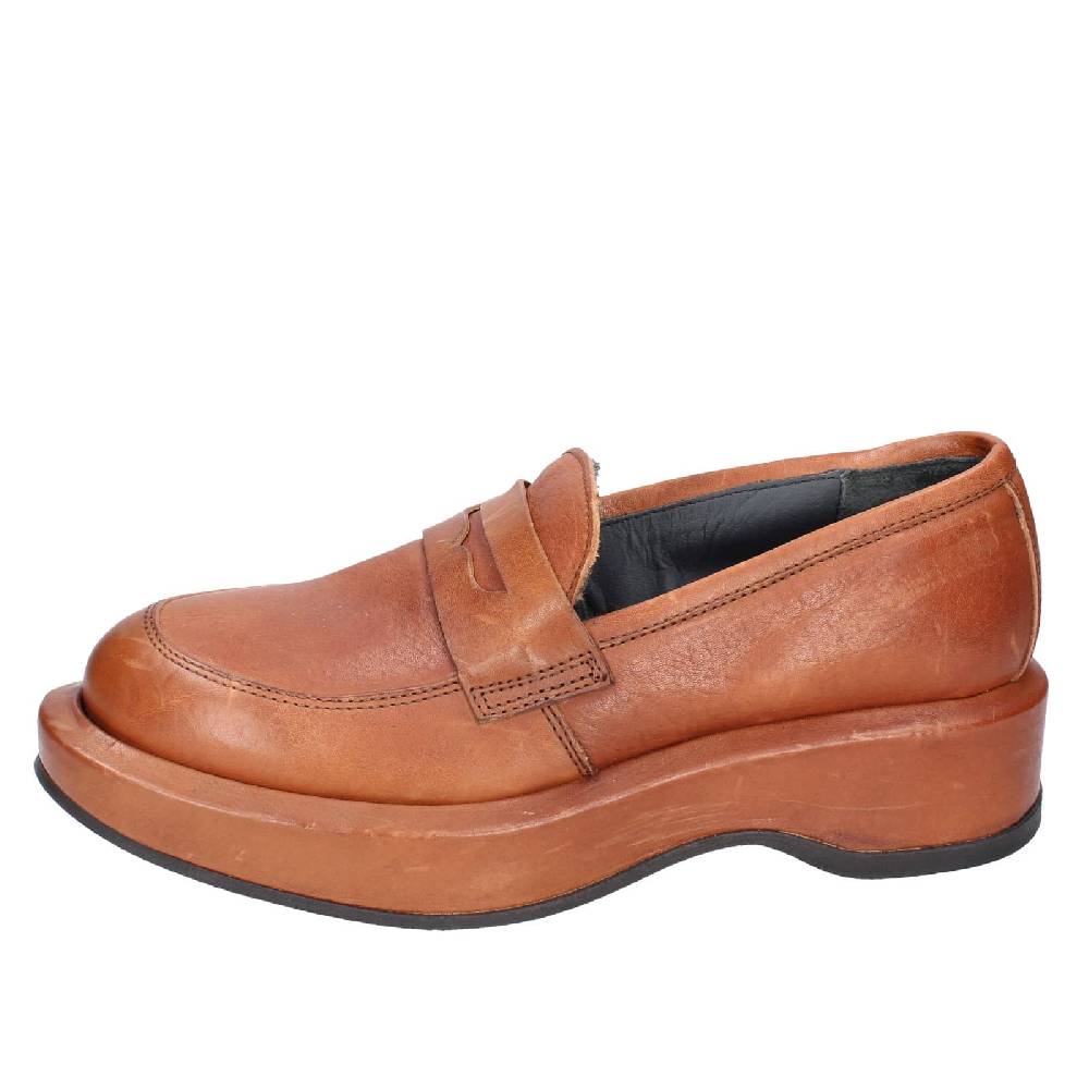 scarpe donna MOMA mocassini marrone pelle 82301E EY562 In Vendita