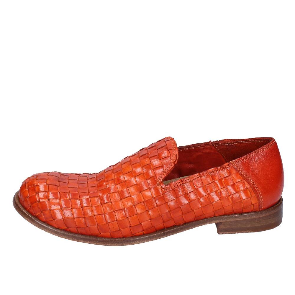 scarpe donna MOMA mocassini arancione pelle marrone 39410F VINTAGE EX498 Saldi