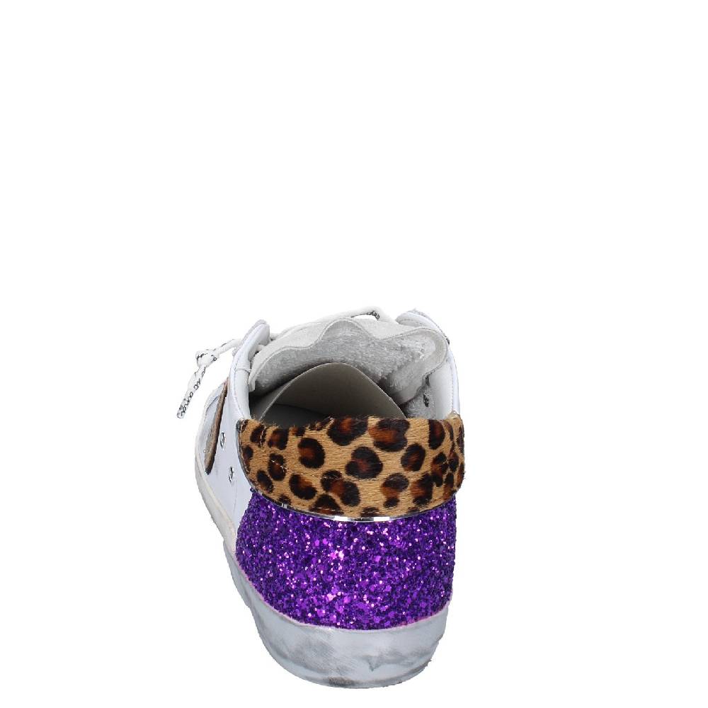 scarpe donna PHILIPPE MODEL sneakers bianco paillettes viola camoscio VINT EX368 Vendita Economica