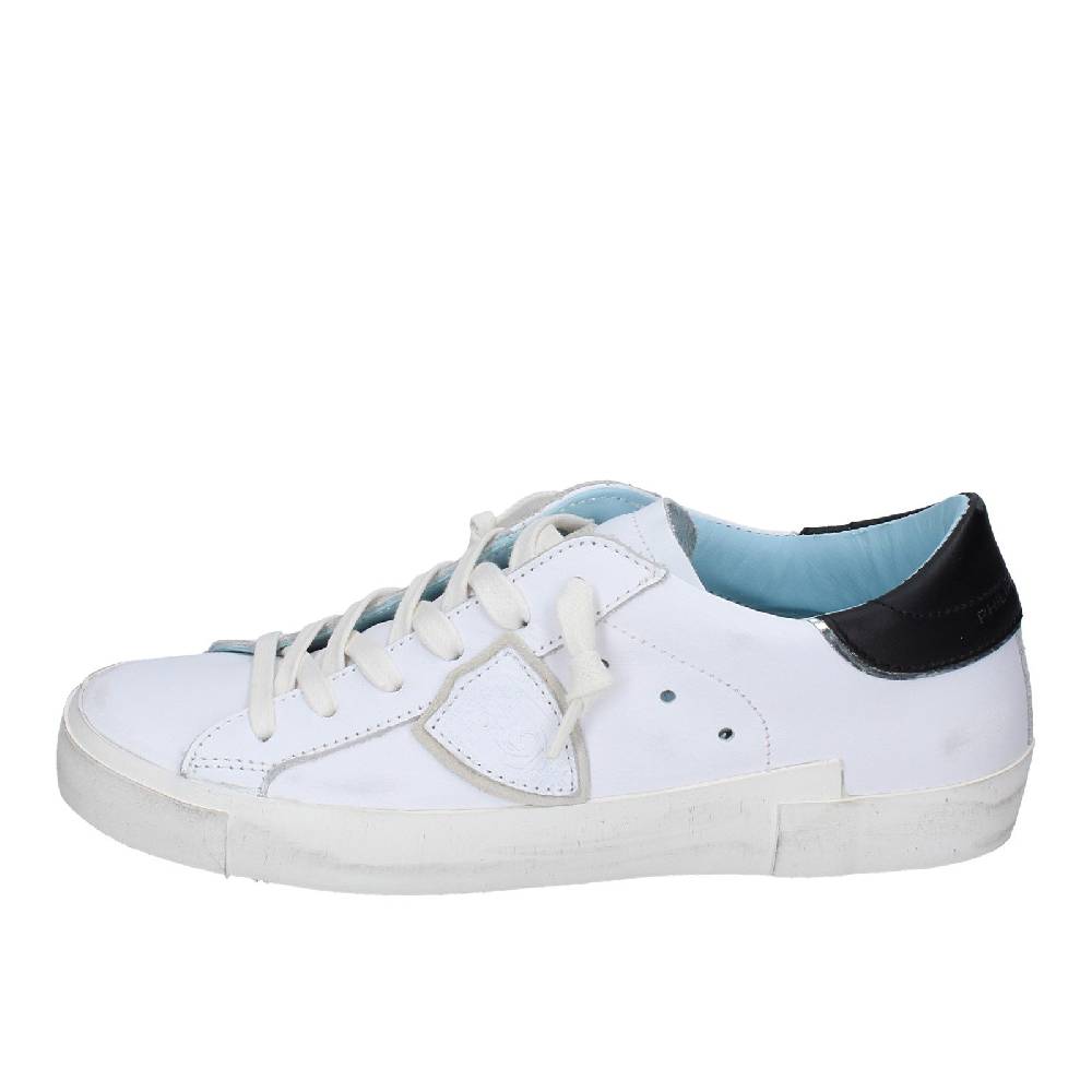 scarpe donna PHILIPPE MODEL sneakers bianco pelle nero VINTAGE EX355 Saldi Di Fabbrica