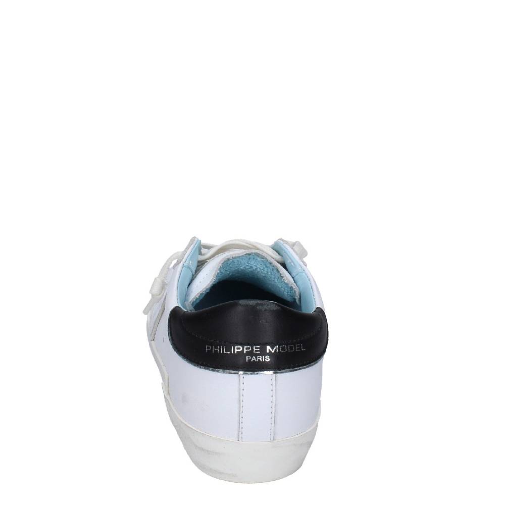 scarpe donna PHILIPPE MODEL sneakers bianco pelle nero VINTAGE EX355 Saldi Di Fabbrica