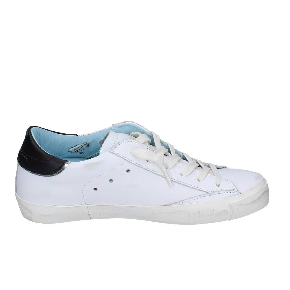 scarpe donna PHILIPPE MODEL sneakers bianco pelle nero VINTAGE EX355 Saldi Di Fabbrica