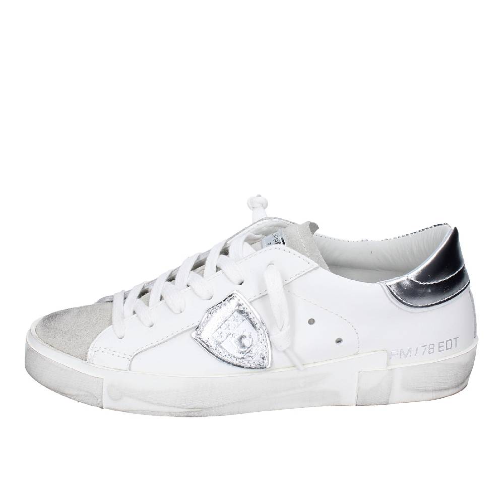 scarpe donna PHILIPPE MODEL sneakers bianco pelle beige camoscio VINTAGE EX353 Vendite Flash