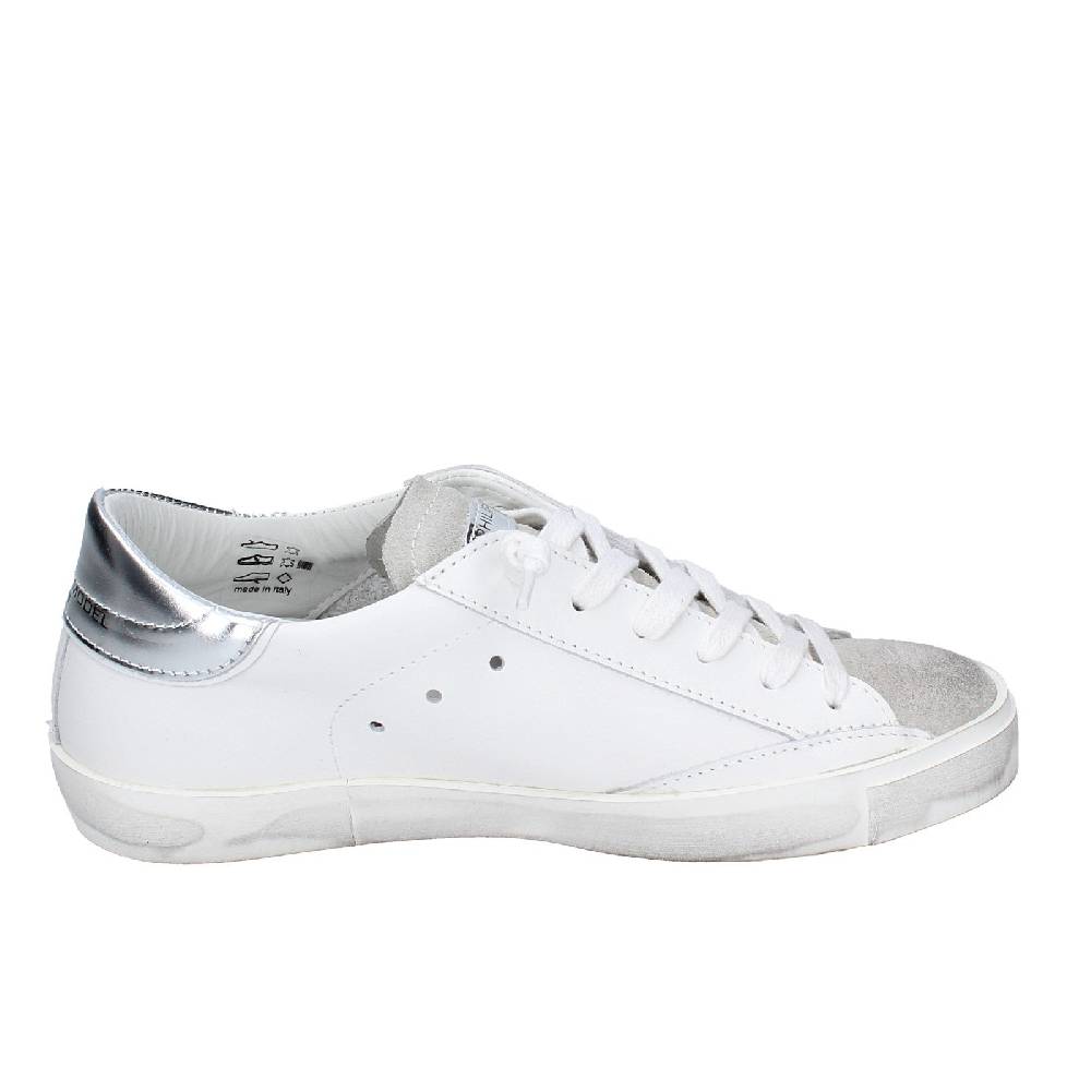 scarpe donna PHILIPPE MODEL sneakers bianco pelle beige camoscio VINTAGE EX353 Vendite Flash