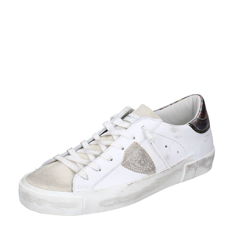 scarpe donna PHILIPPE MODEL sneakers bianco pelle beige camoscio VINTAGE EX352 In Saldo
