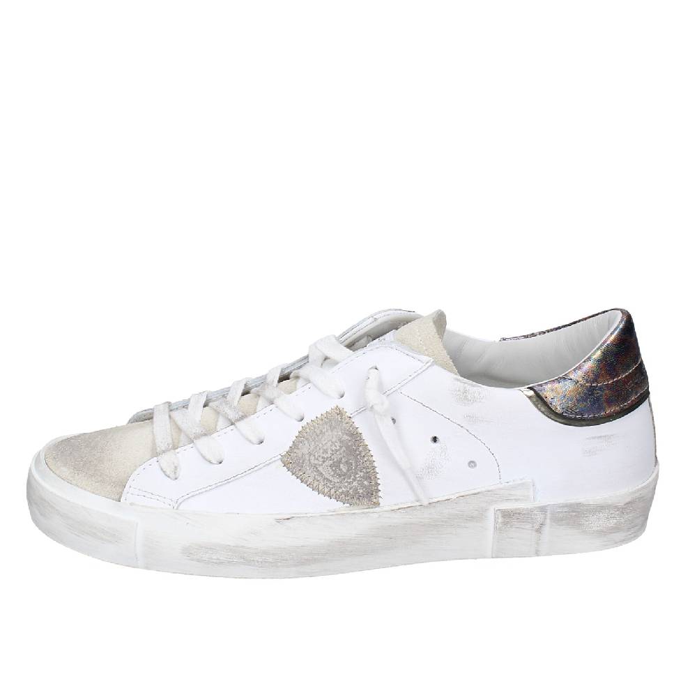 scarpe donna PHILIPPE MODEL sneakers bianco pelle beige camoscio VINTAGE EX352 In Saldo