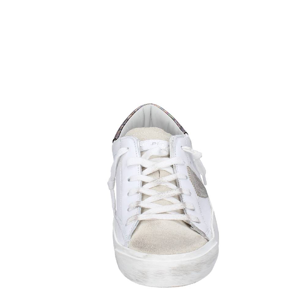 scarpe donna PHILIPPE MODEL sneakers bianco pelle beige camoscio VINTAGE EX352 In Saldo