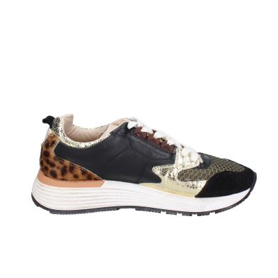 scarpe donna MOMA sneakers nero pelle oro tessuto 3AS401-CR17 BC801 2025