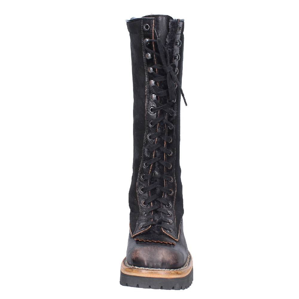 scarpe donna MOMA stivali nero pelle camoscio 81304D VINTAGE EX513 Presa