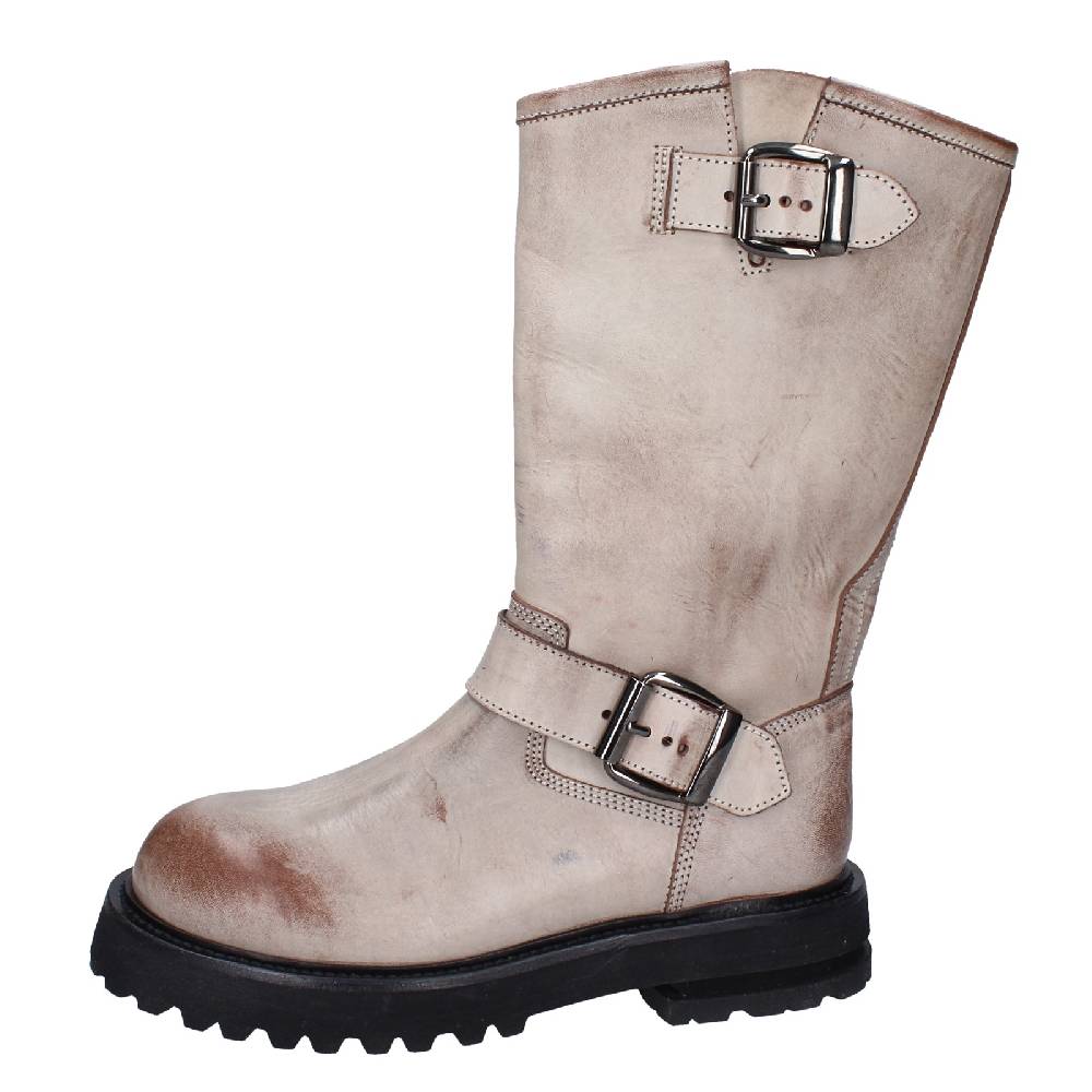 scarpe donna MOMA stivali marrone pelle beige 1DW340 VINTAGE EX517 Economico