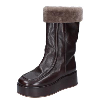scarpe donna MOMA stivali marrone pelle pelliccia 1CW333 VINTAGE BD921 I Più Venduti