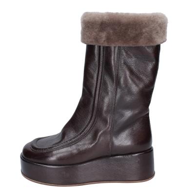 scarpe donna MOMA stivali marrone pelle pelliccia 1CW333 VINTAGE BD921 I Più Venduti