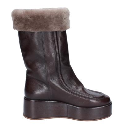 scarpe donna MOMA stivali marrone pelle pelliccia 1CW333 VINTAGE BD921 I Più Venduti