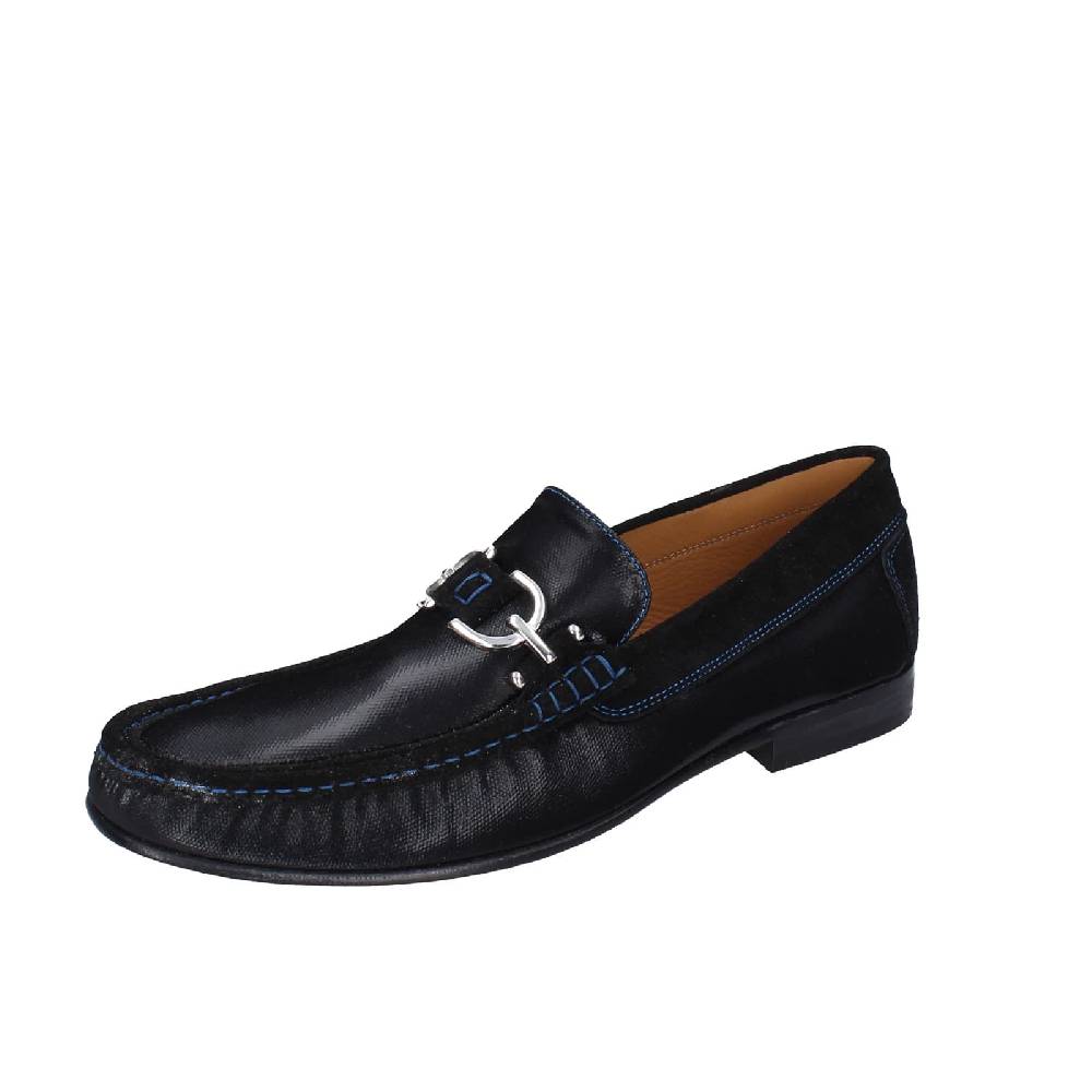 scarpe uomo DONALD PLINER mocassini nero pelle lucida camoscio EY136 Promozione Limitata