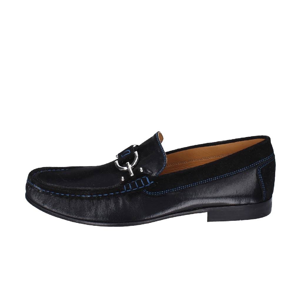 scarpe uomo DONALD PLINER mocassini nero pelle lucida camoscio EY136 Promozione Limitata