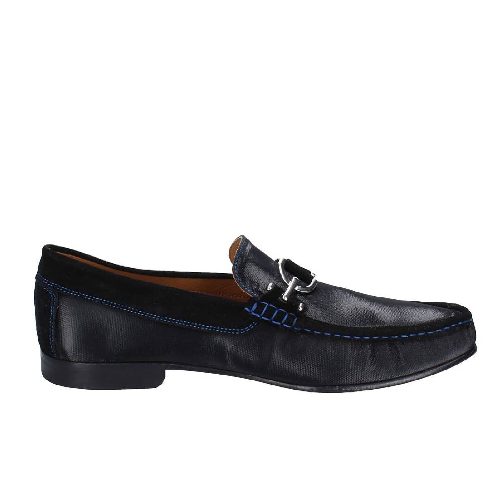scarpe uomo DONALD PLINER mocassini nero pelle lucida camoscio EY136 Promozione Limitata
