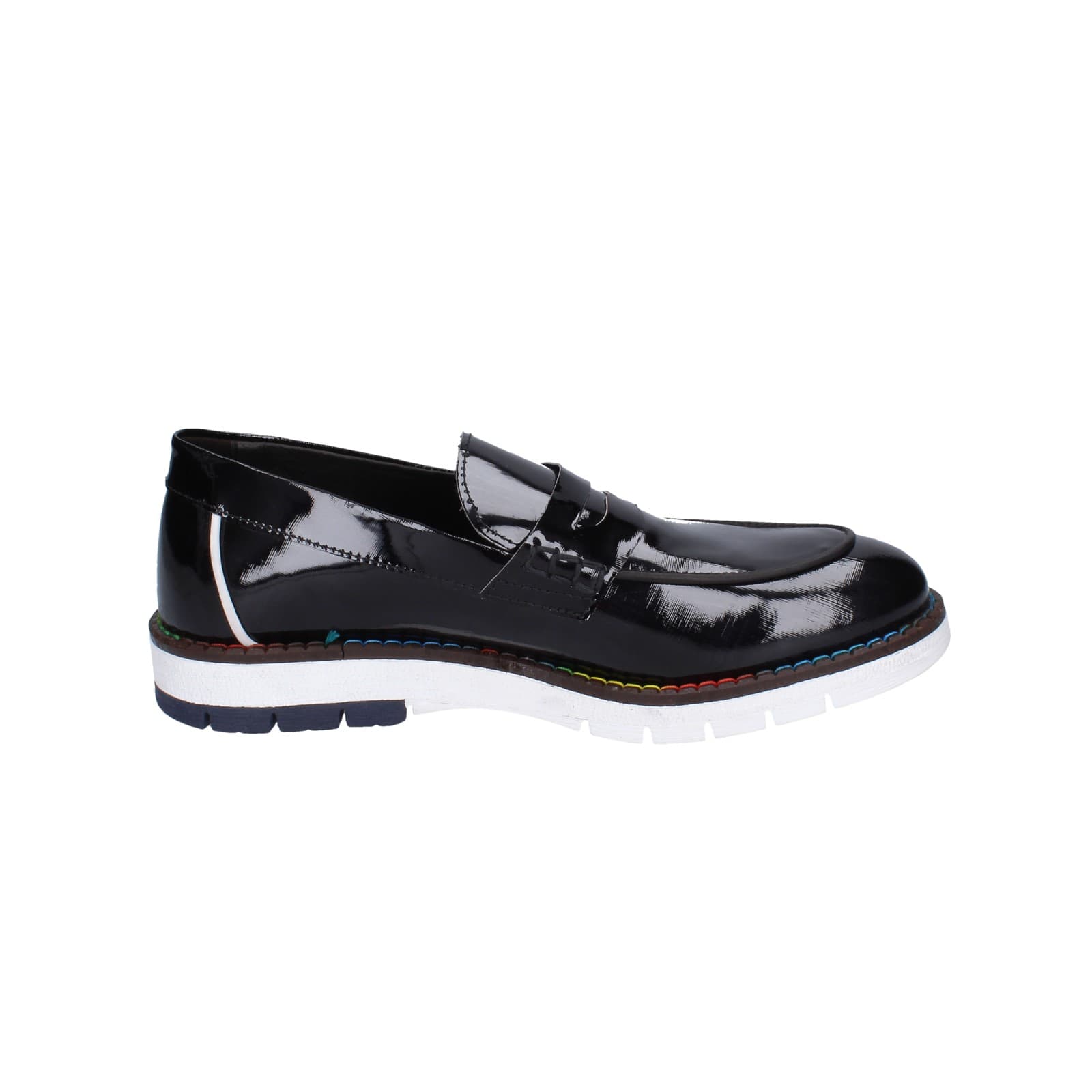 scarpe uomo EVEET mocassini nero vernice EZ230 Presa