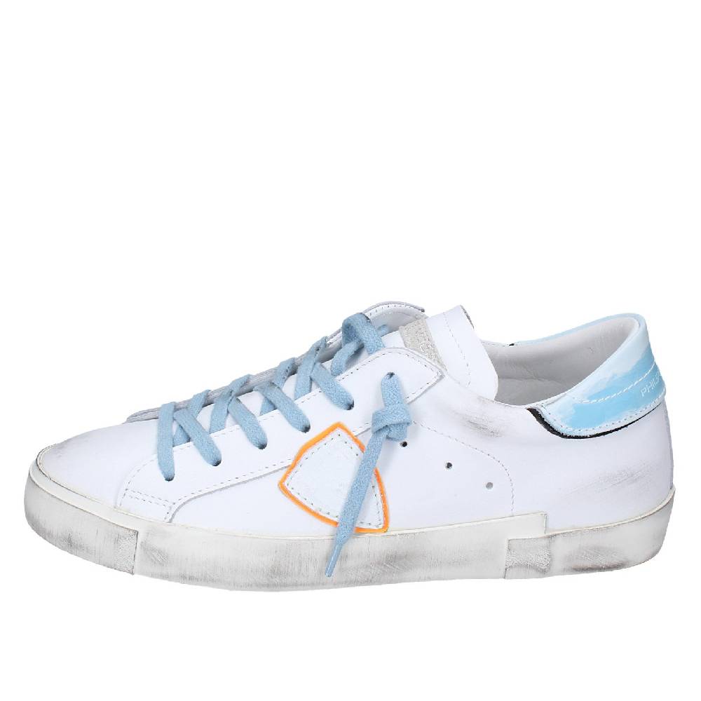 scarpe uomo PHILIPPE MODEL sneakers bianco pelle blu VINTAGE EX357 Soddisfazione Garantita