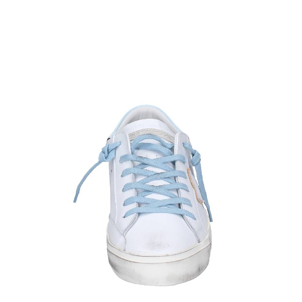scarpe uomo PHILIPPE MODEL sneakers bianco pelle blu VINTAGE EX357 Soddisfazione Garantita