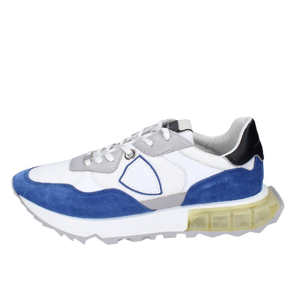 scarpe uomo PHILIPPE MODEL sneakers bianco tessuto blu camoscio EX333 Fino Al -60%