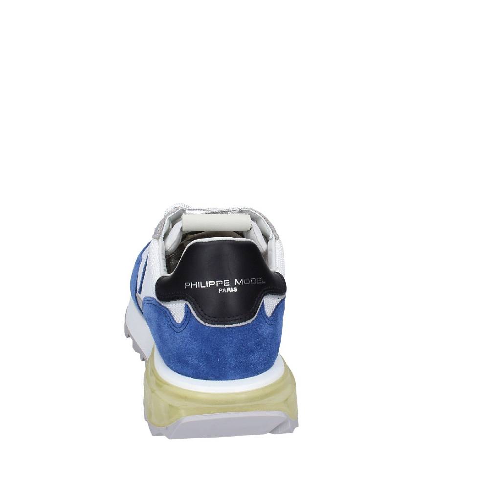 scarpe uomo PHILIPPE MODEL sneakers bianco tessuto blu camoscio EX333 Fino Al -60%