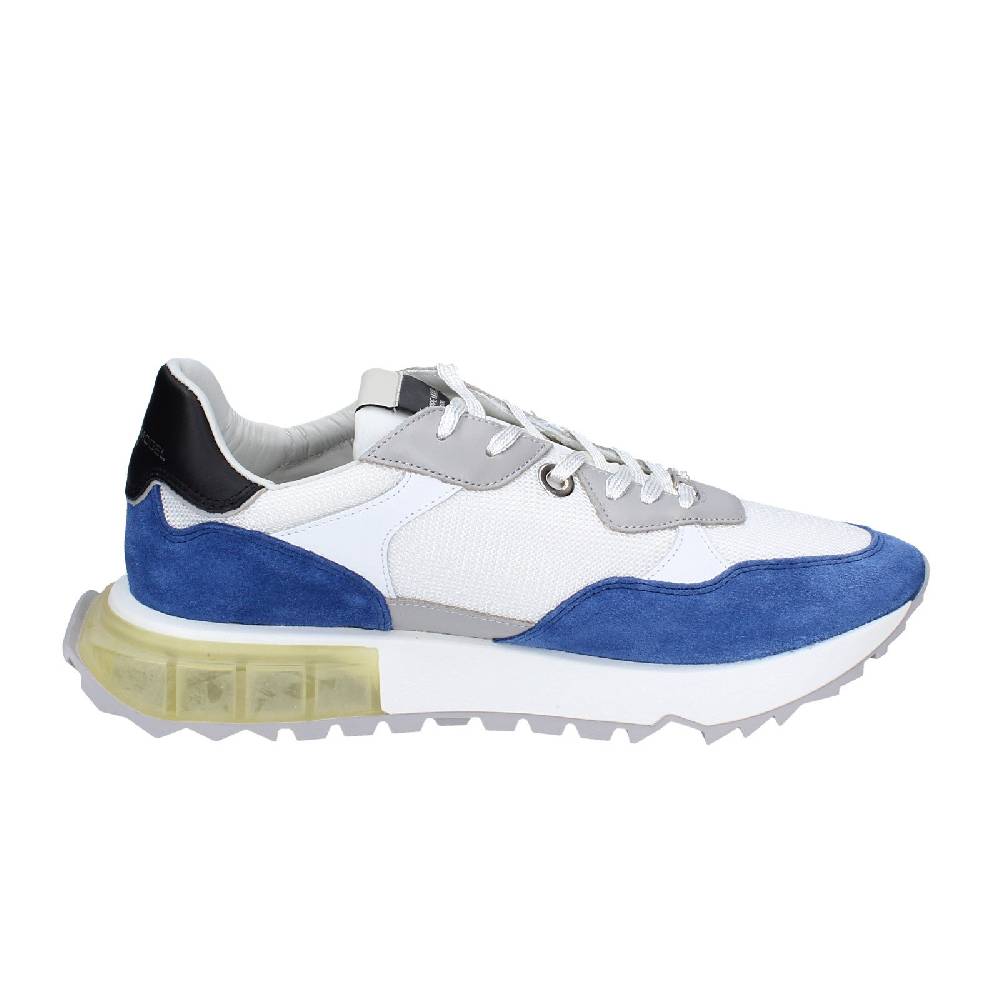scarpe uomo PHILIPPE MODEL sneakers bianco tessuto blu camoscio EX333 Fino Al -60%