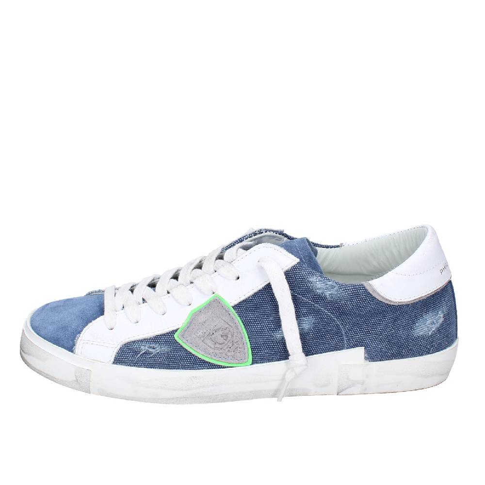 scarpe uomo PHILIPPE MODEL sneakers blu camoscio bianco tessuto VINTAGE EX351 Shopping Online