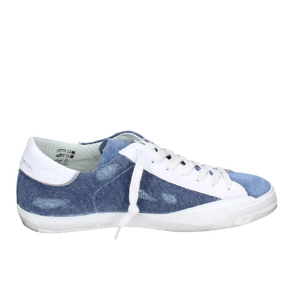 scarpe uomo PHILIPPE MODEL sneakers blu camoscio bianco tessuto VINTAGE EX351 Shopping Online