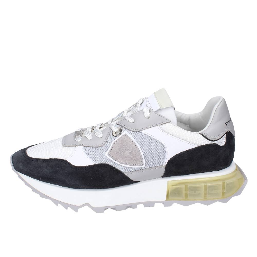 scarpe uomo PHILIPPE MODEL sneakers bianco tessuto grigio camoscio EX332 Prezzo Ridotto