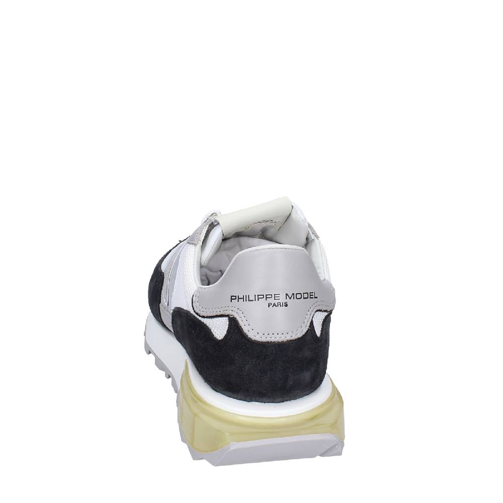 scarpe uomo PHILIPPE MODEL sneakers bianco tessuto grigio camoscio EX332 Prezzo Ridotto