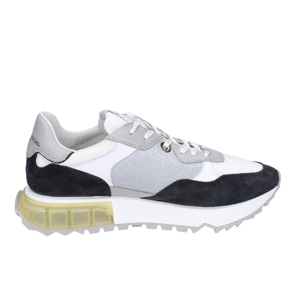 scarpe uomo PHILIPPE MODEL sneakers bianco tessuto grigio camoscio EX332 Prezzo Ridotto