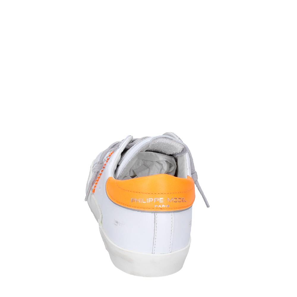 scarpe uomo PHILIPPE MODEL sneakers bianco pelle arancione VINTAGE EX339 Presa
