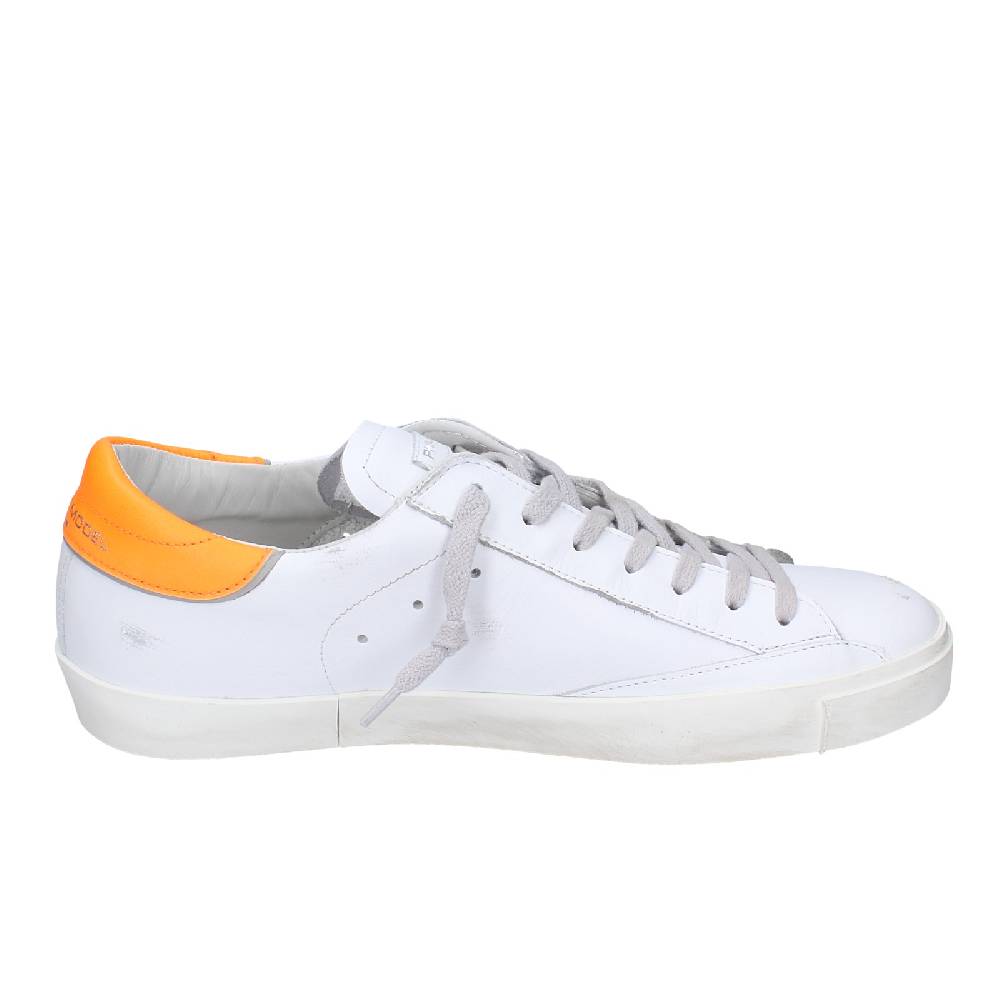 scarpe uomo PHILIPPE MODEL sneakers bianco pelle arancione VINTAGE EX339 Presa