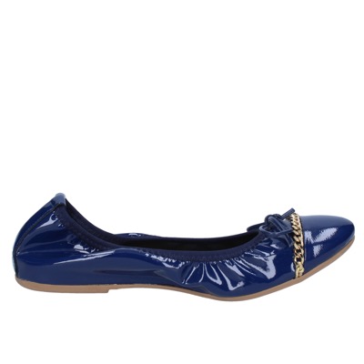 scarpe donna CROWN ballerine blu vernice BZ948 Nuova
