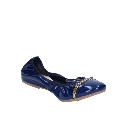 scarpe donna CROWN ballerine blu vernice BZ948 Nuova