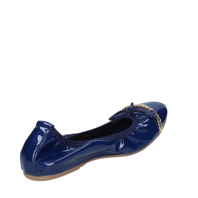 scarpe donna CROWN ballerine blu vernice BZ948 Nuova