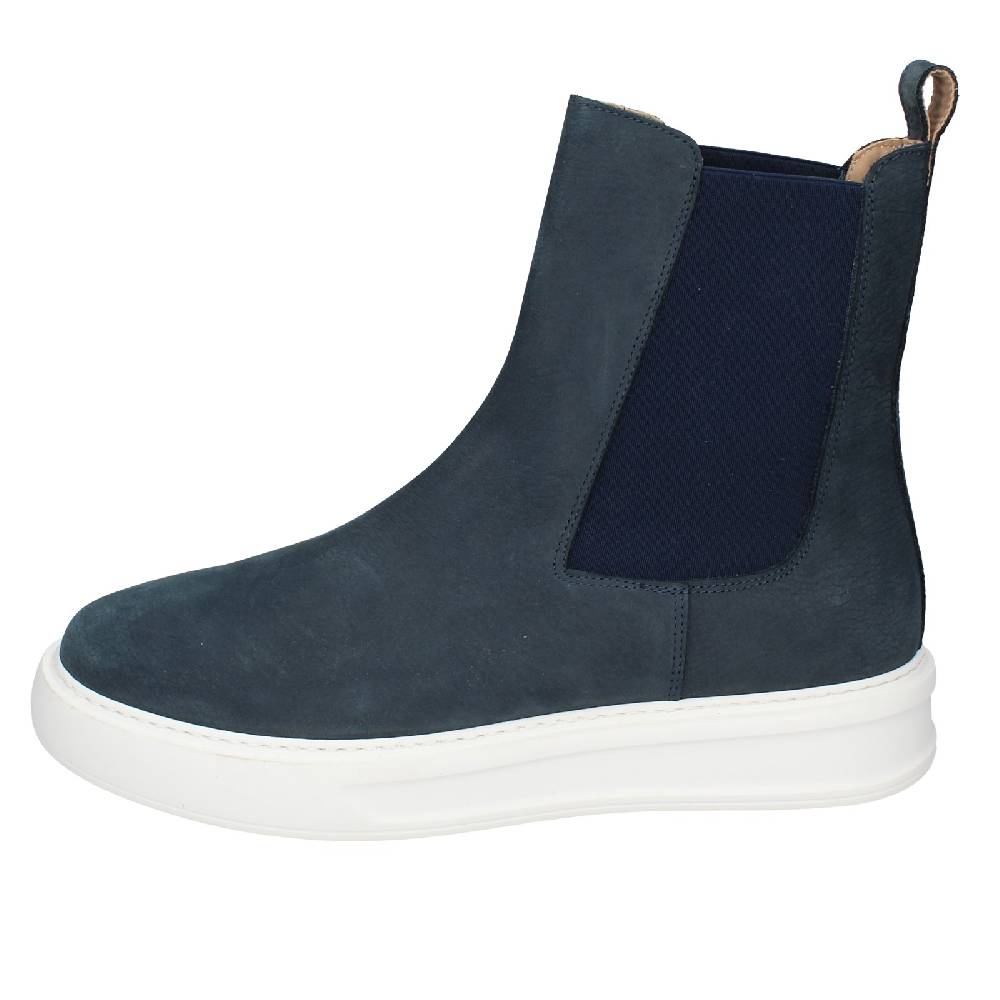 scarpe uomo STOKTON stivaletti blu pelle nabuk EX93 Affare Del Giorno