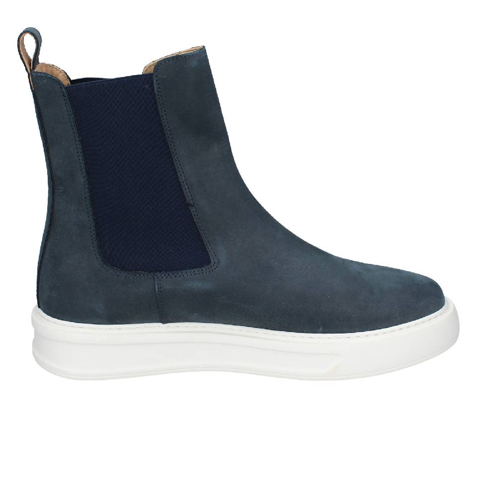 scarpe uomo STOKTON stivaletti blu pelle nabuk EX93 Affare Del Giorno