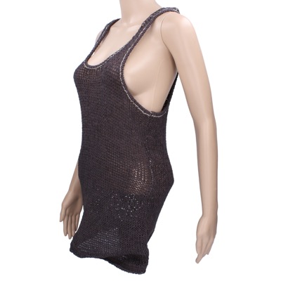canotta vestito donna INHABIT XS grigio cotone AN675 Italy