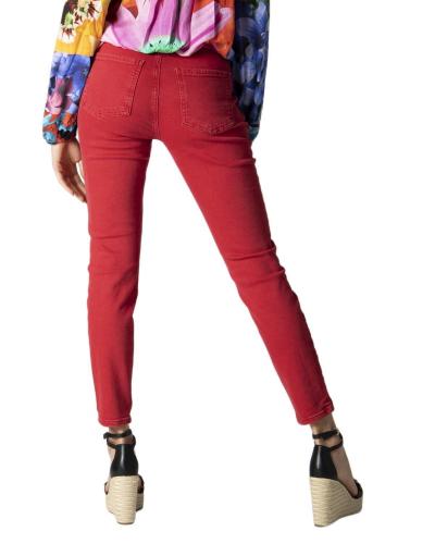 pantaloni donna DESIGUAL 44 rosso cotone CZ38 Fino Al -60%