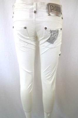 pantaloni donna PINKO 42 bianco cotone AR816 Saldi Di Fabbrica