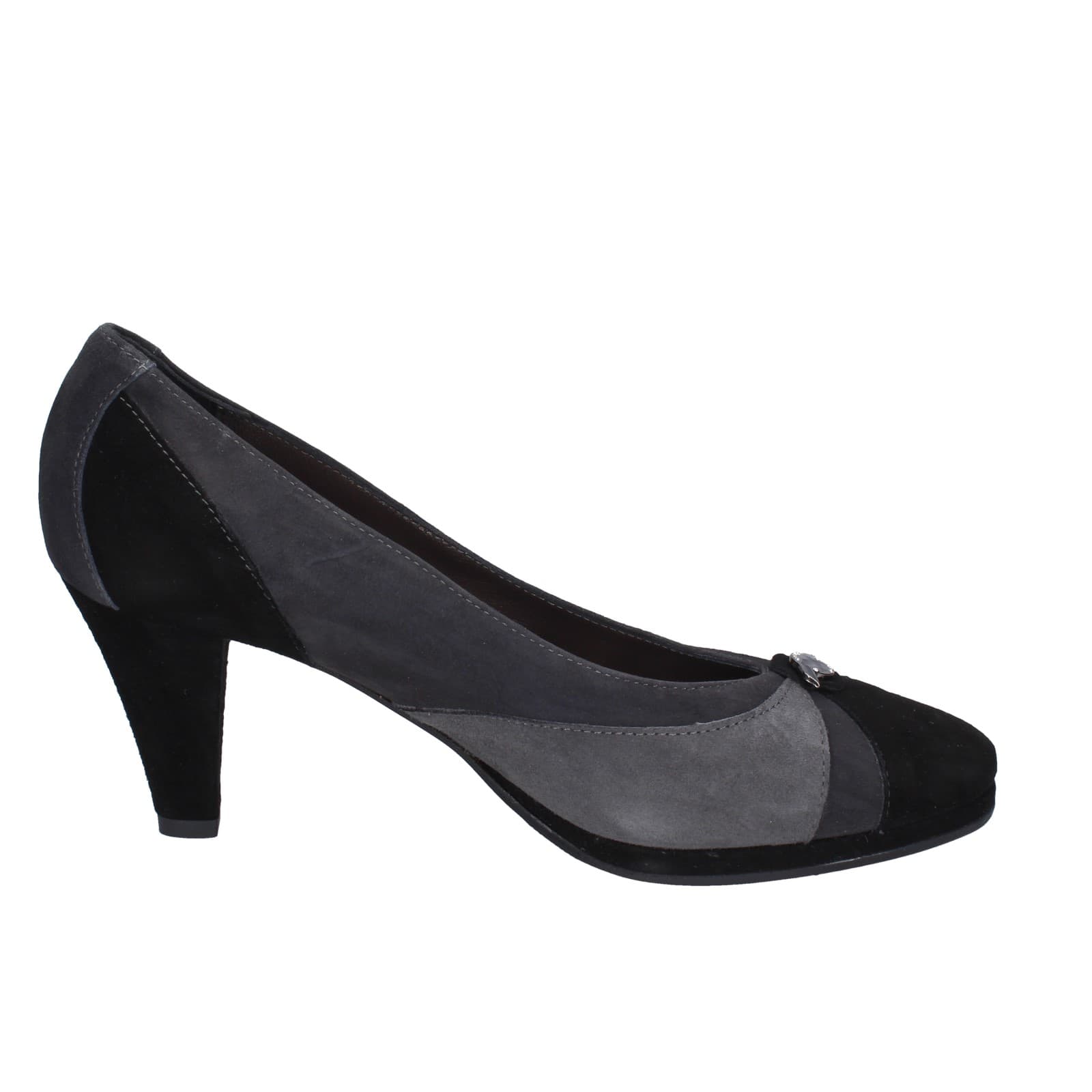 scarpe donna CONFORT decollete nero camoscio grigio EZ369 Spedizione Gratuita