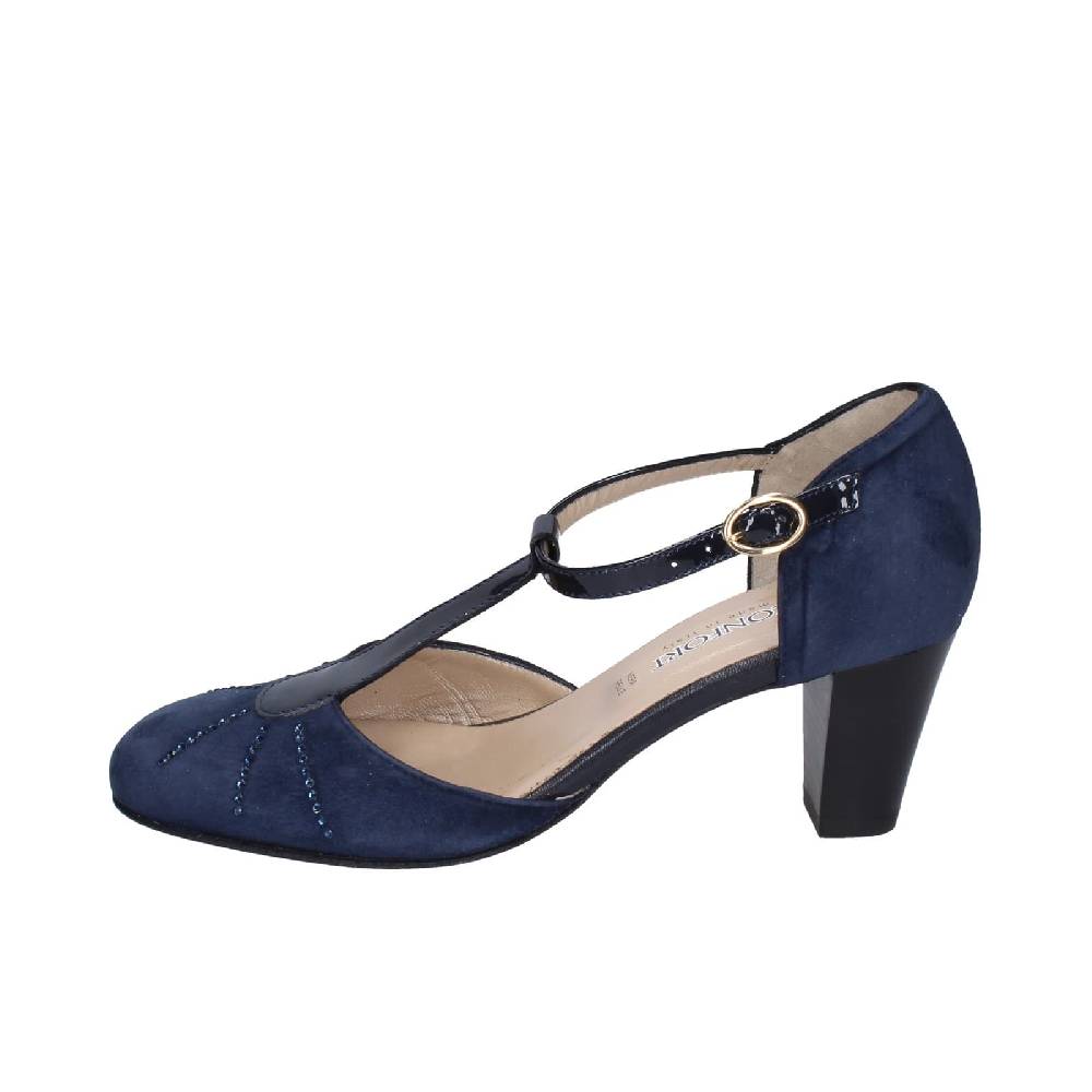 scarpe donna CONFORT decollete blu camoscio strass EZ370 Pezzi Unici