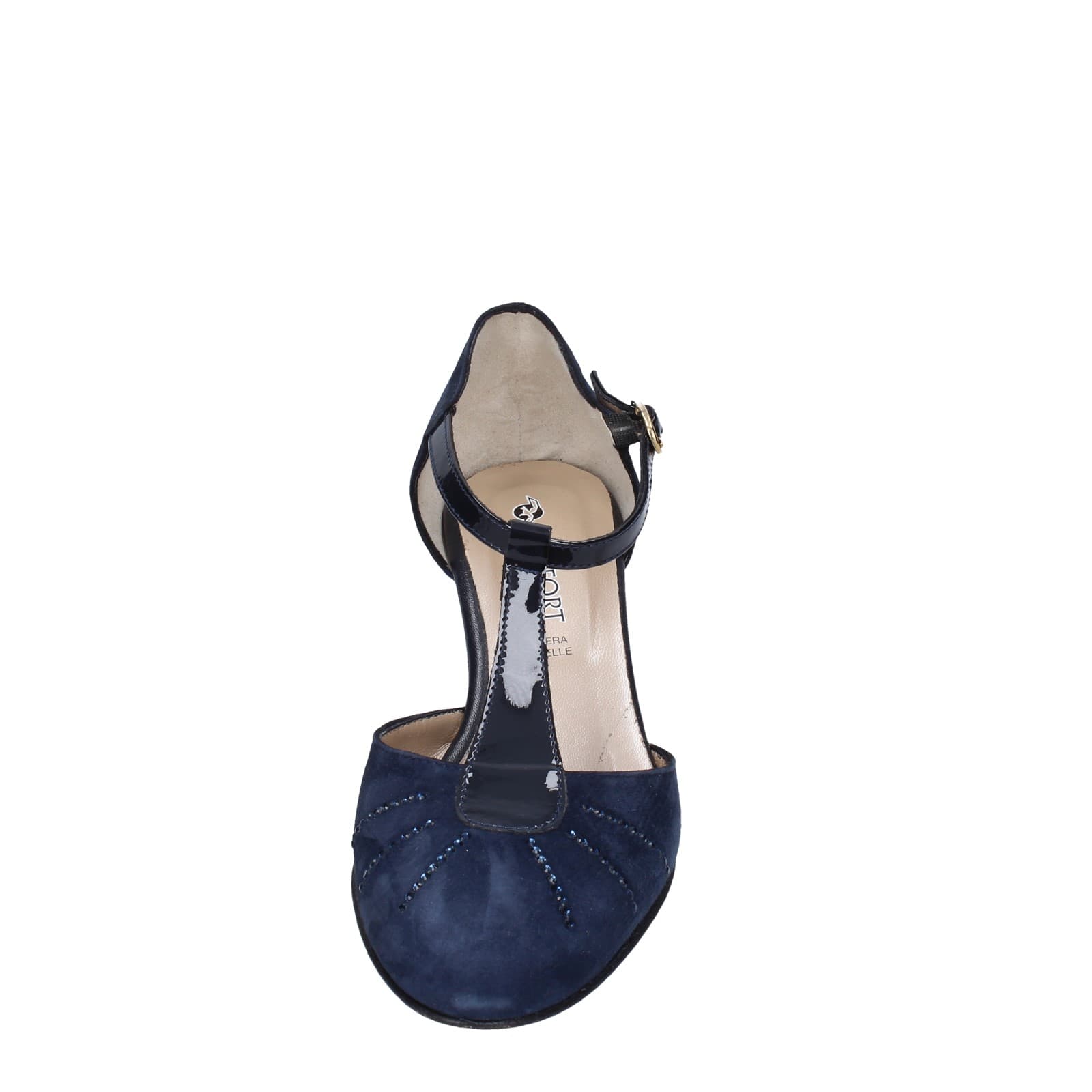 scarpe donna CONFORT decollete blu camoscio strass EZ370 Pezzi Unici