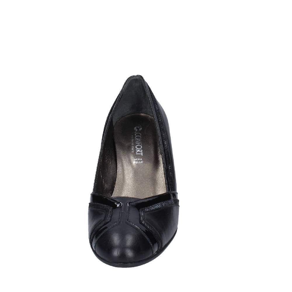 scarpe donna CONFORT decollete nero pelle vernice EZ371 Sconto
