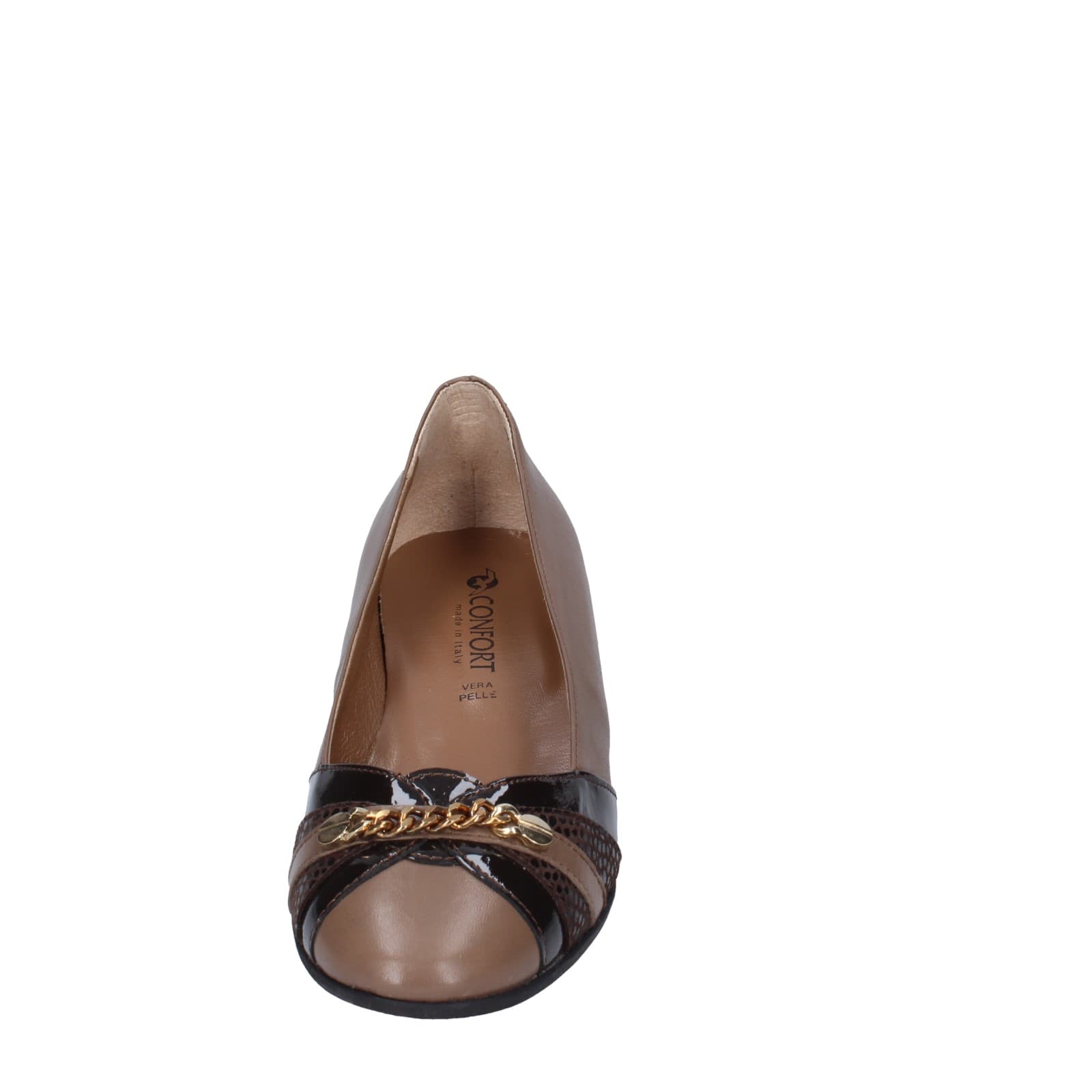 scarpe donna CONFORT decollete marrone pelle EZ392 Qualità Garantita