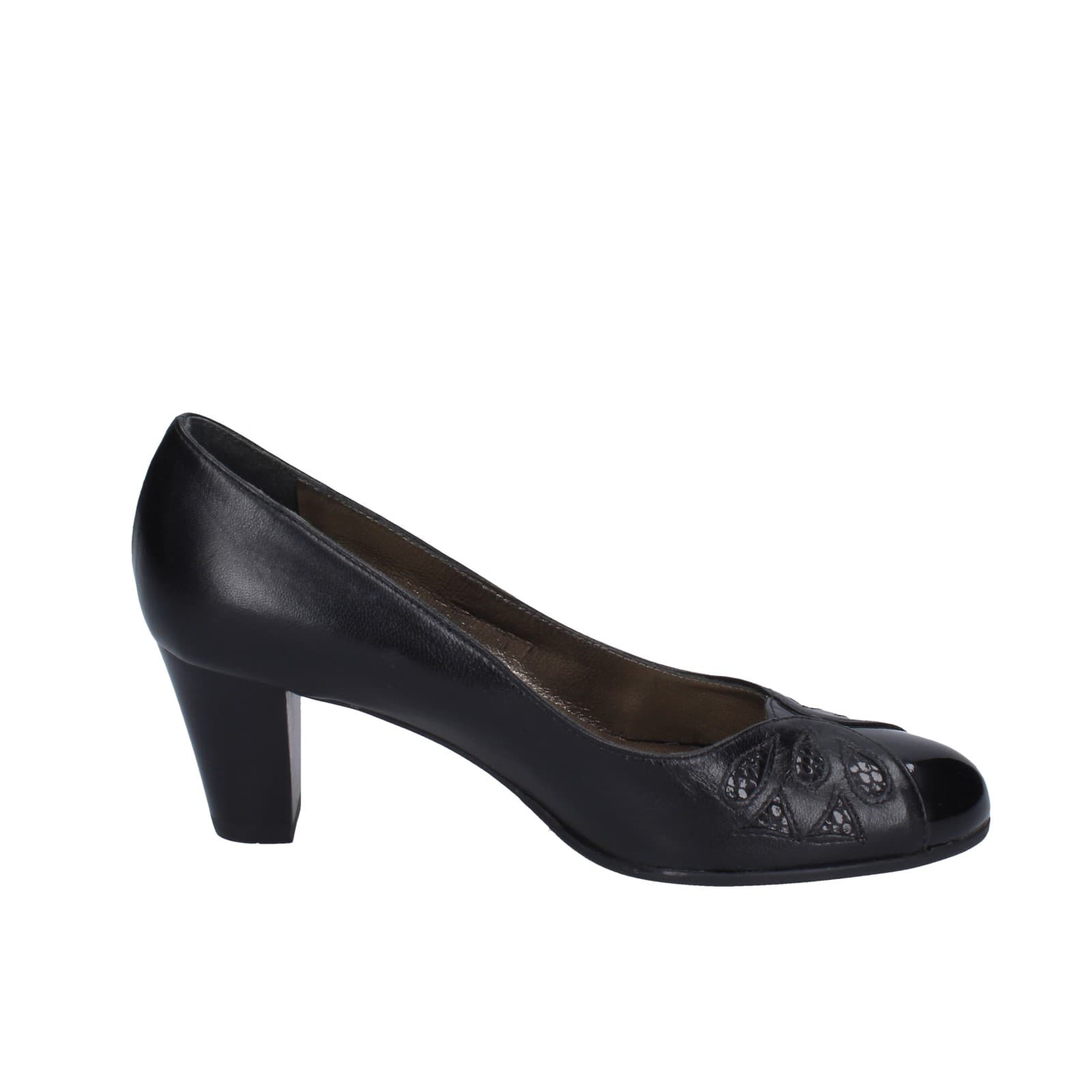 scarpe donna CONFORT decollete nero pelle EZ417 Consegna Veloce